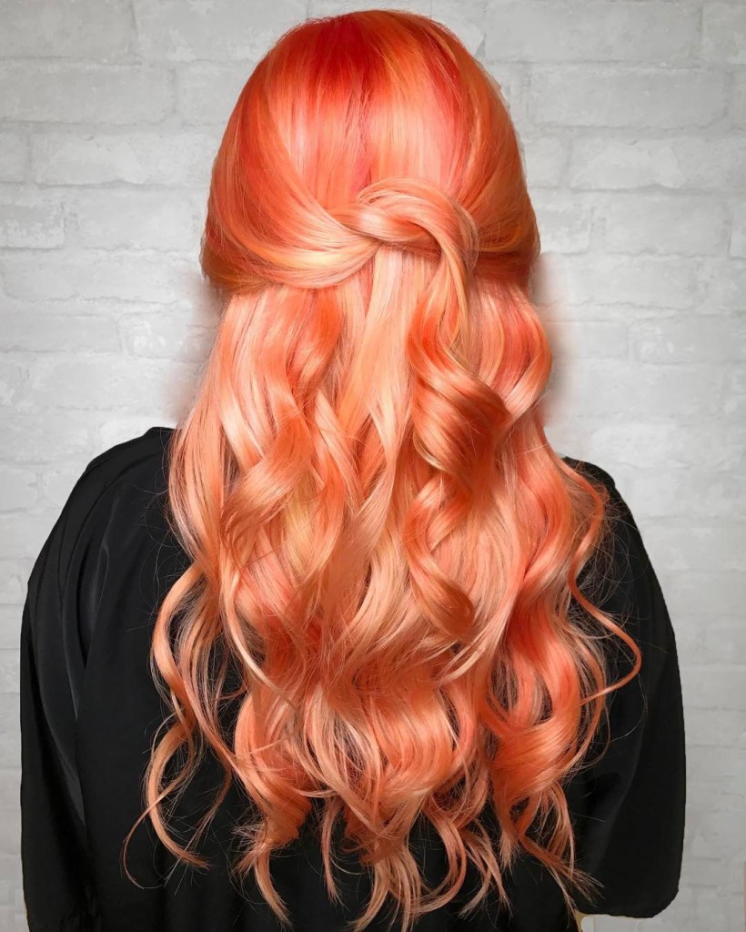 Peachy tangerine hair colour.