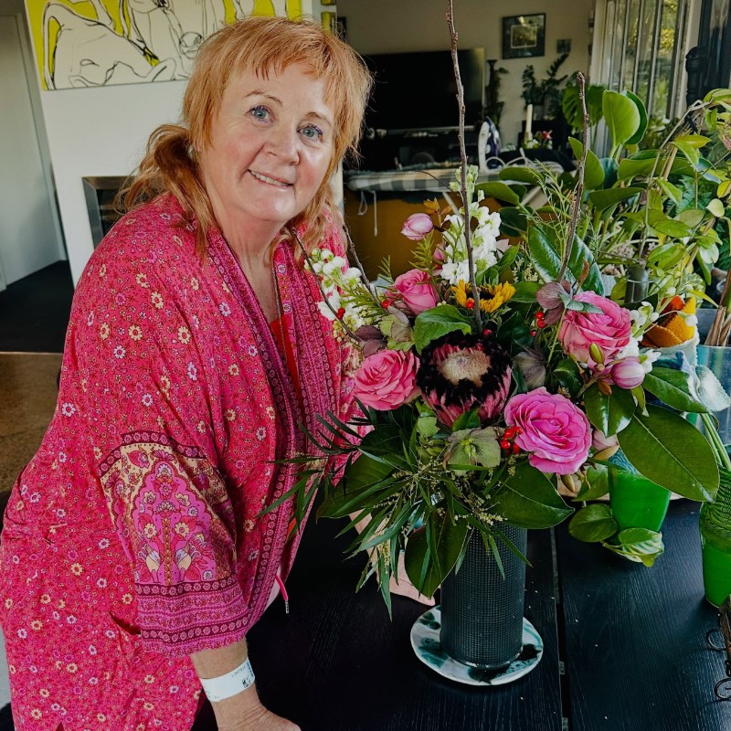 Jacqui with flowers